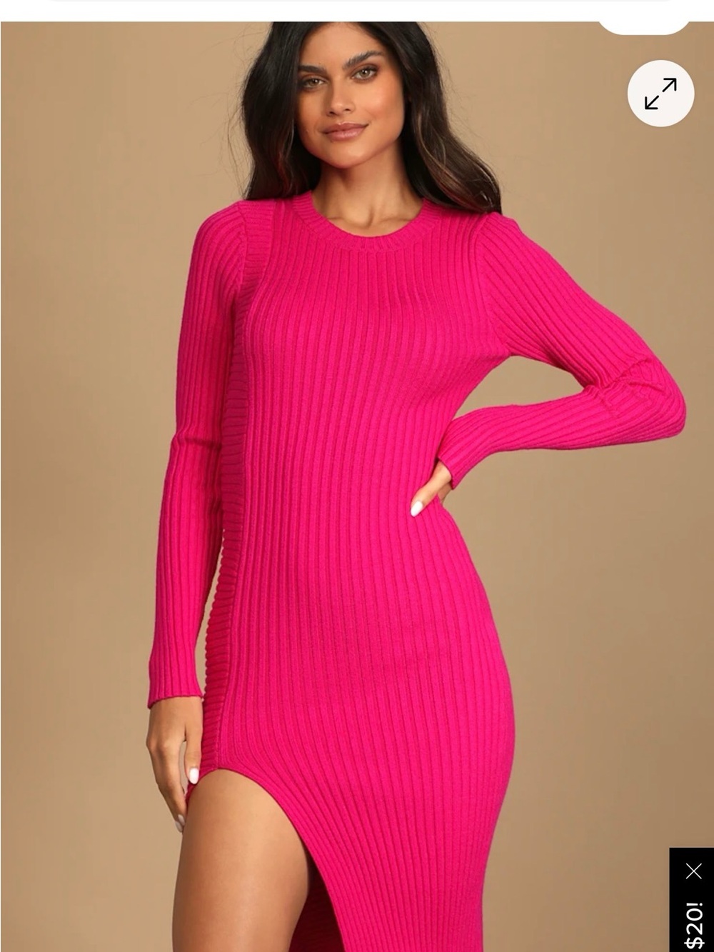 Lulu's Hot Pink Ribbed Bodycon Dress